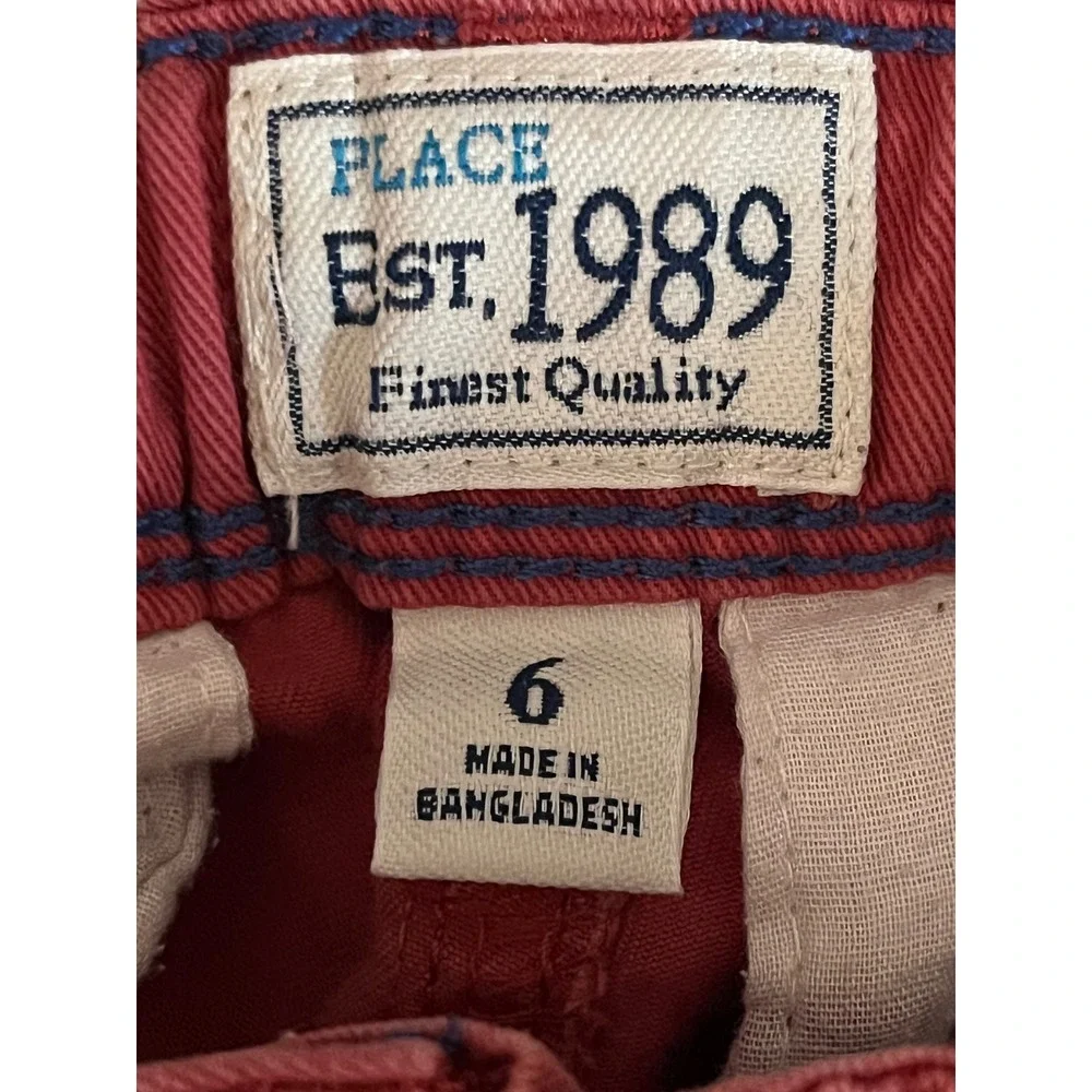 The Childrens Place Chino Shorts Boys Size 6 Red Cotton Twill Flat Front